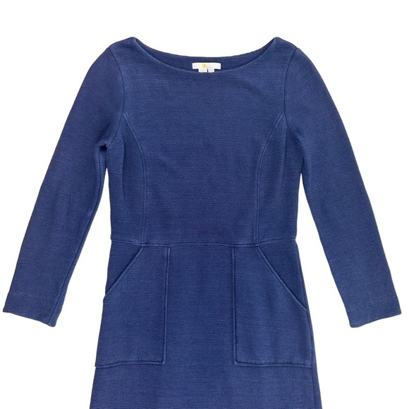 4 Long Boden navy blue Ellen Ottoman dress long sleeves pockets shift ribbed - Picture 1 of 16